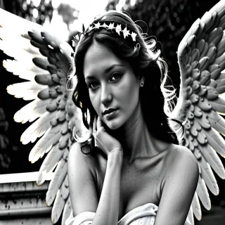 angel black and white