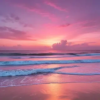 pink beach sunset