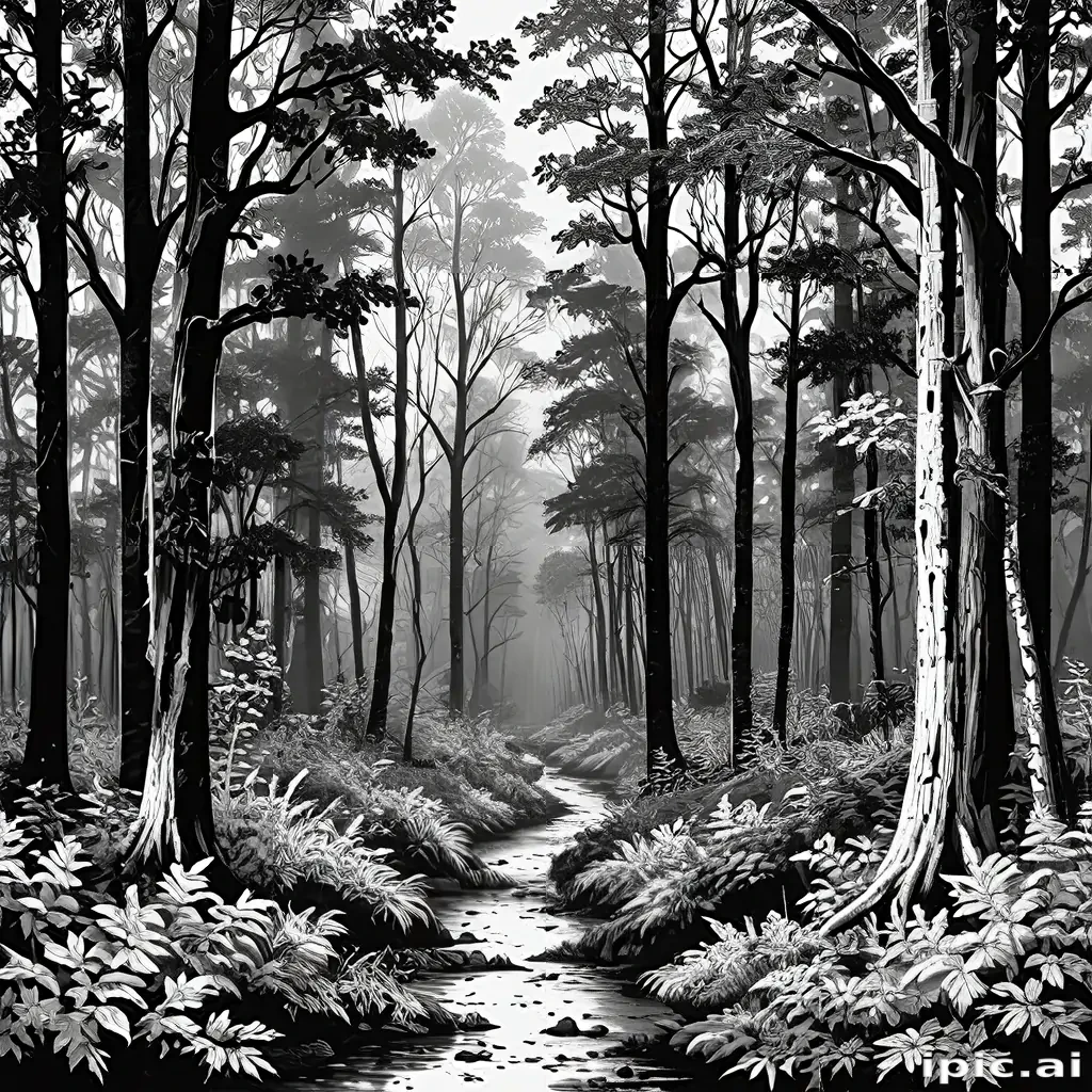 forest clipart black and white