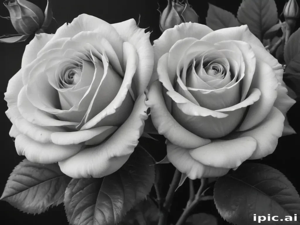 roses clipart black and white