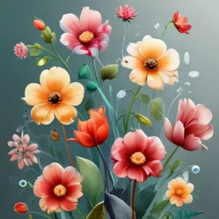 cartoon flowers transparent background