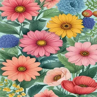 drawings of flowers in color