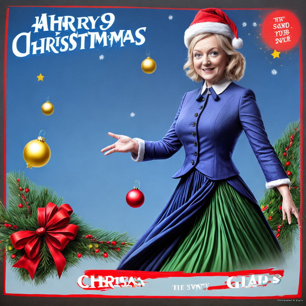 Liz Truss in christmas movie poster