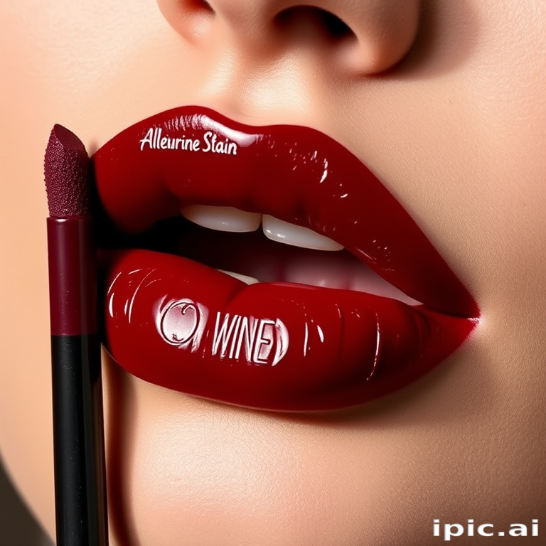 Alluring Wine Stain lip style offering a deep burgundy hue, staining effect, and long-lasting wear, ideal for achieving a sultry and sophisticated appearance