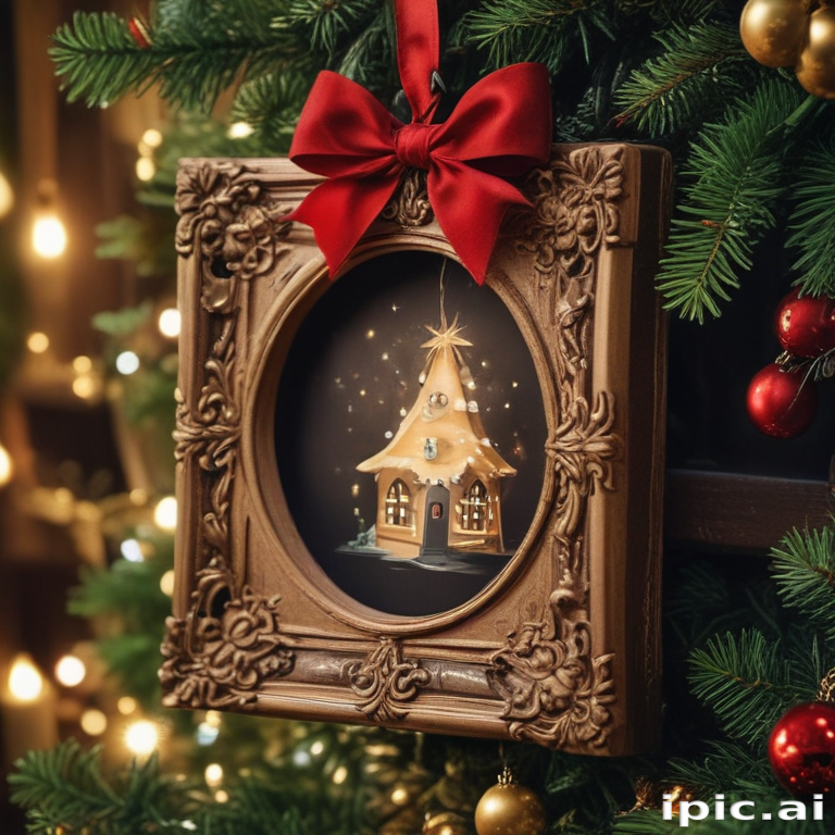 Charming Holiday Decor: A Framed Christmas Scene with a Festive Tree