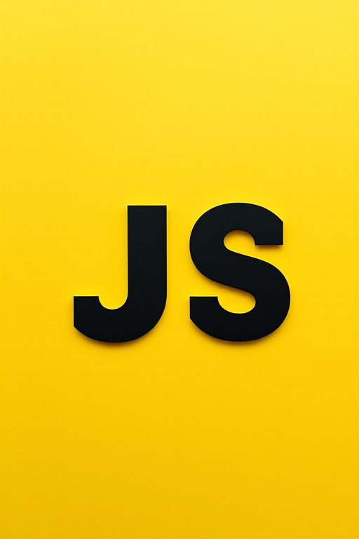 Create a minimalist design featuring a large, bold "JS" in black on a vibrant yellow background, shot with a DSLR camera at f/2.8, ISO 100, 50mm lens, top-down view, in flat lay style.