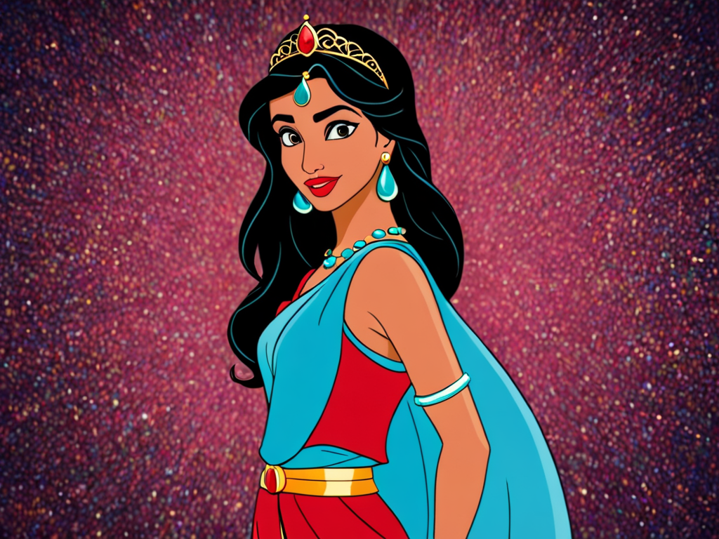 princess jasmine from the cartoon aladdin in red