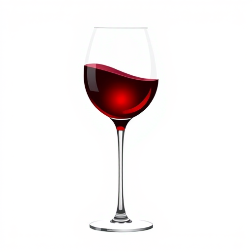 Create a minimalist illustration of a wine glass filled with red wine, with a clean white background, captured with a DSLR camera, 50mm lens, f/2.8 aperture, ISO 100, natural lighting for sharp details and vibrant colors.