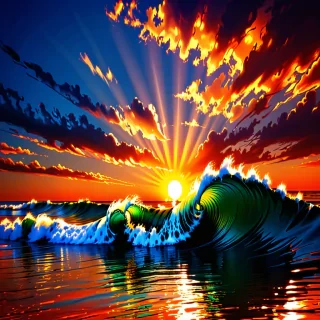 sunset waves wallpaper
