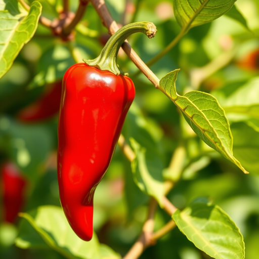 red chili pepper illustration, sharp focus, f/5.6 aperture, 1/100 sec shutter speed, 50mm lens, natural lighting, high resolution, vector art style