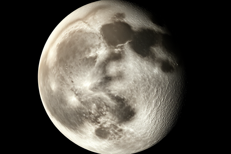 A highly detailed image of a textured moon surface with a dark background, shot with a DSLR camera at 50mm focal length, f/1.8 aperture, ISO 100, with soft focus and high dynamic range for enhanced clarity and depth.