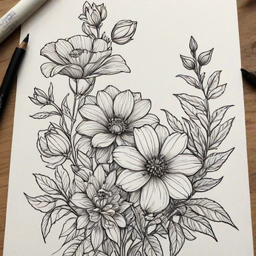 line work flowers