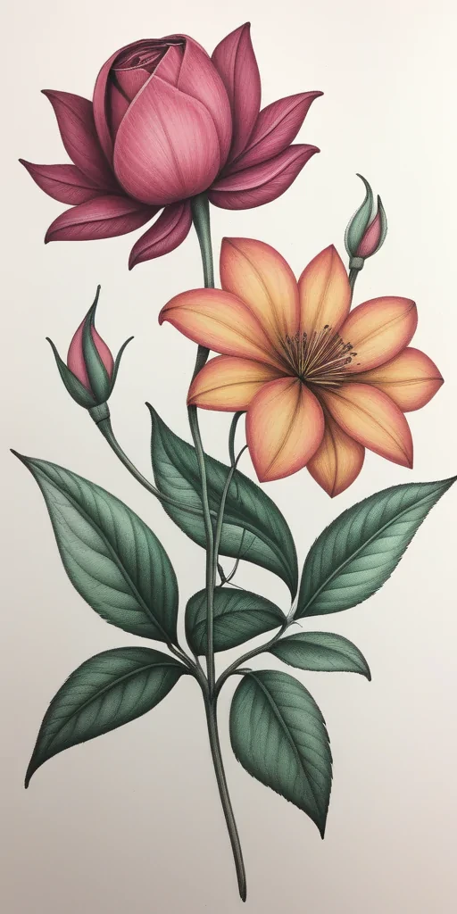 flower drawings in color