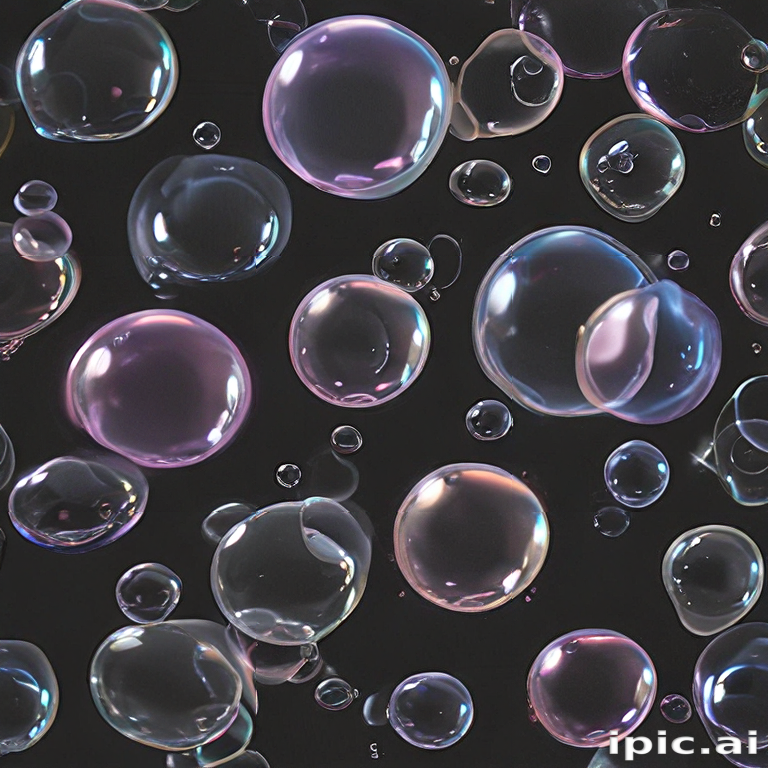 Colorful Soap Bubbles Floating Gracefully Against a Dark Background