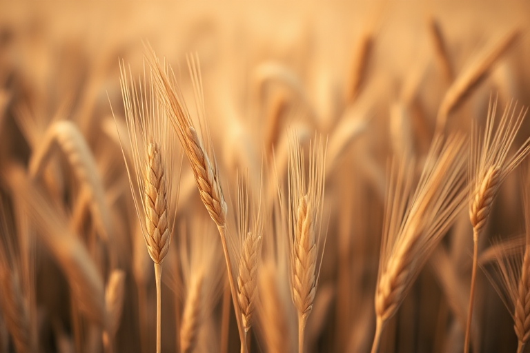 wheat field close-up, shallow depth of field, f/2.8 aperture, 50mm lens, ISO 100, natural lighting, taken with a DSLR camera, vibrant colors and soft background blur