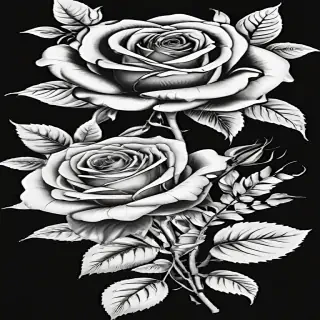 roses clipart black and white