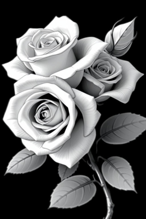 roses clipart black and white