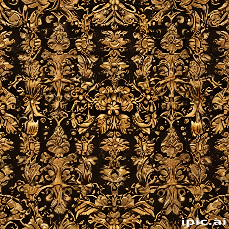 Intricate Golden Floral Pattern on a Dark Background for Elegant Design