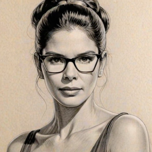Lovely Patricia Velasquez, pencil sketch, portrait of Dazzling woman 1947s in glasses, hair style beatnik, outline, clear lines, fine lines, 8k