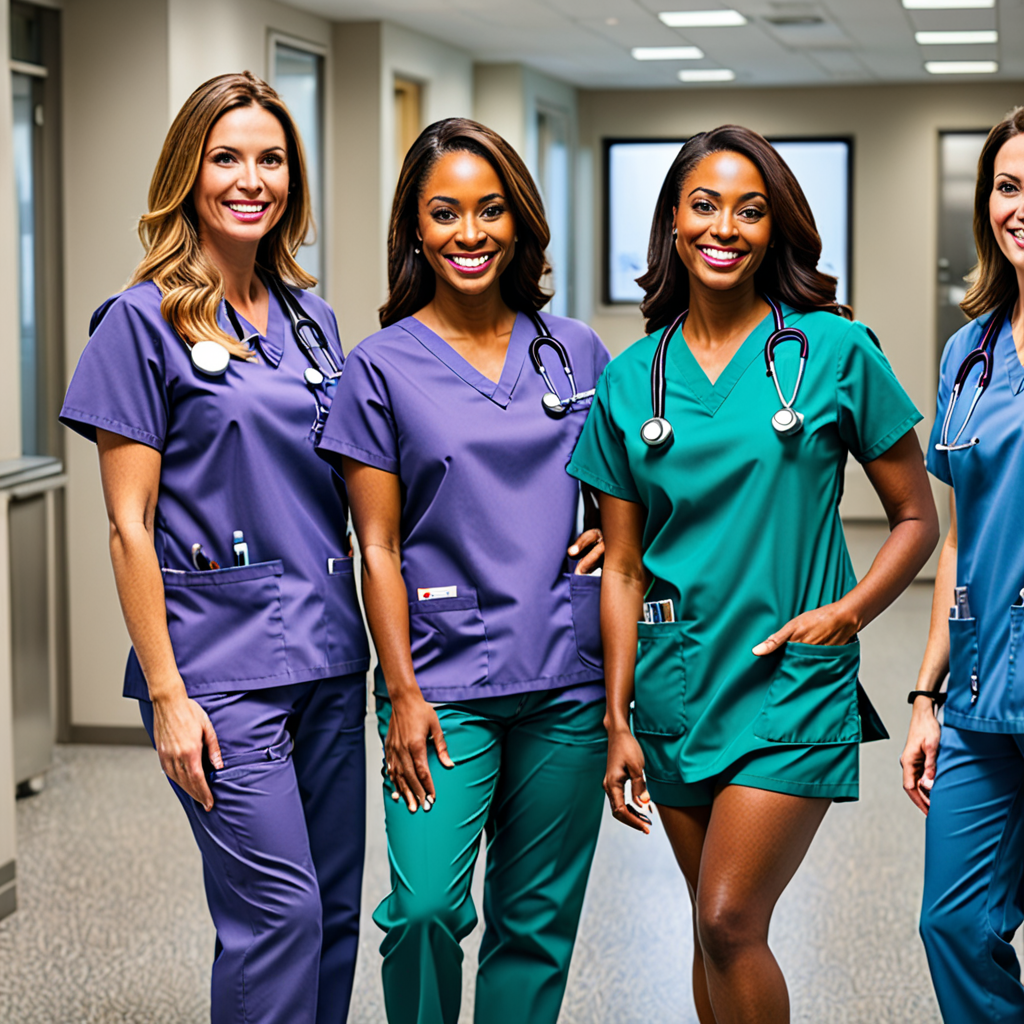 Free Ai Image Generator - High Quality and 100% Unique Images -  —  real nurses smiling wearing colorful scrubs