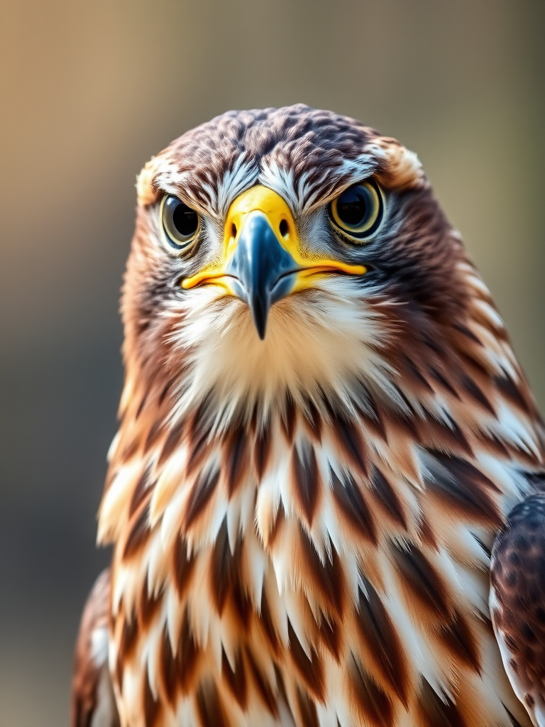 hawk portrait, sharp focus, natural lighting, ISO 100, aperture f/5.6, shutter speed 1/200s, 85mm lens, DSLR camera, close-up view, high detail