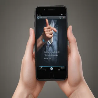 hand holding phone png