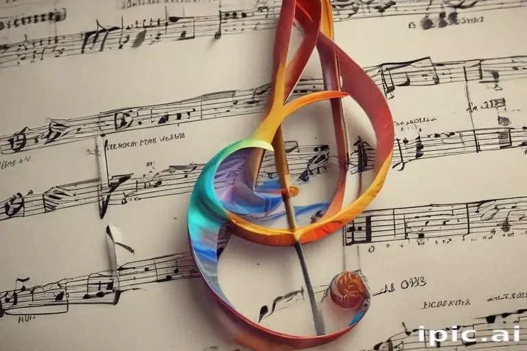 Colorful Musical Note Overlaying Vintage Sheet Music for Artistic ...