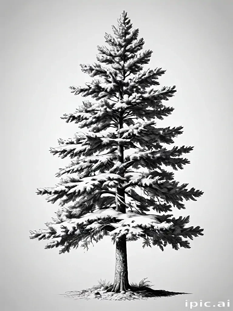 pine tree clipart black and white