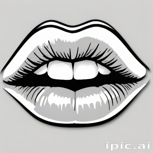 lips clipart black and white