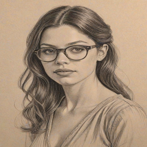 Lovely Vanessa Ferlito, pencil sketch, portrait of Splendid woman 1924s in glasses, hair style beatnik, outline, clear lines, fine lines, 8k