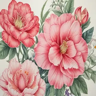 drawings of flowers with color