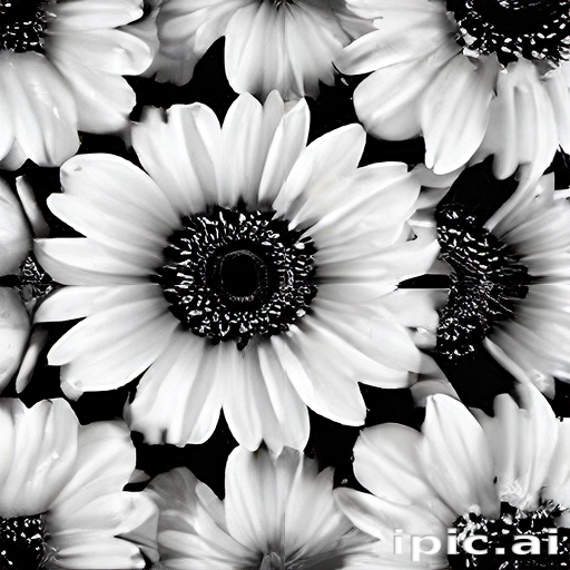 Elegant Black and White Floral Pattern Featuring Charming Gerbera ...