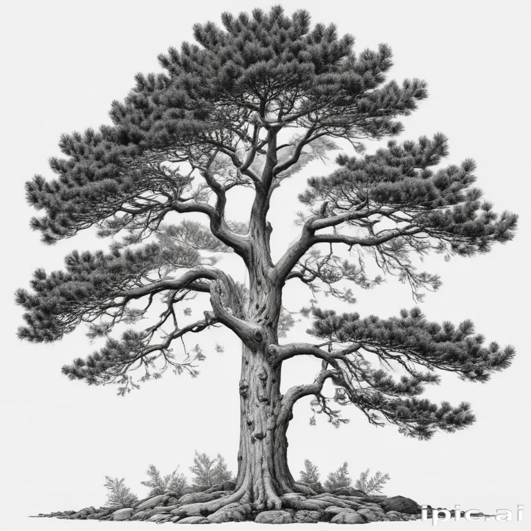 black and white pine tree clip art