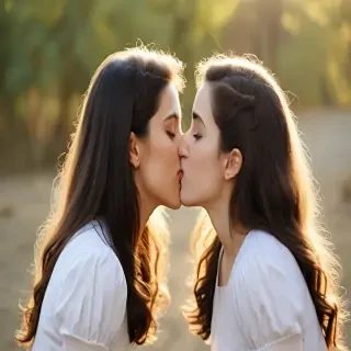 two girls kissing
