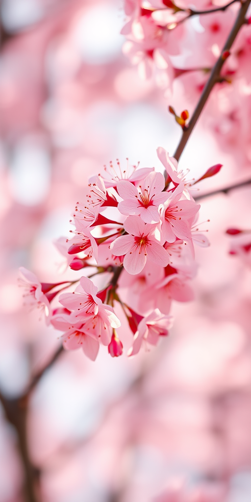 Regenerate this image of delicate pink cherry blossoms against a softly blurred white background, using a DSLR camera with a 50mm f/1.8 lens, aperture set to f/2.8, ISO 100, and a shallow depth of field for enhanced clarity and softness in the light.