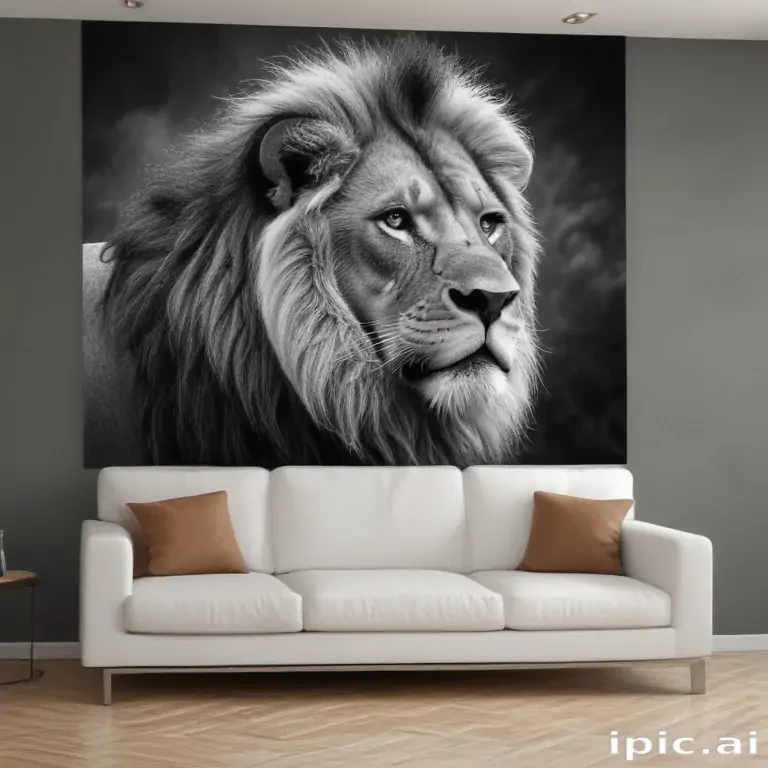 lion black and white