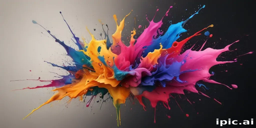 Vibrant Explosion of Colorful Paint Splashes Against a Dark Background
