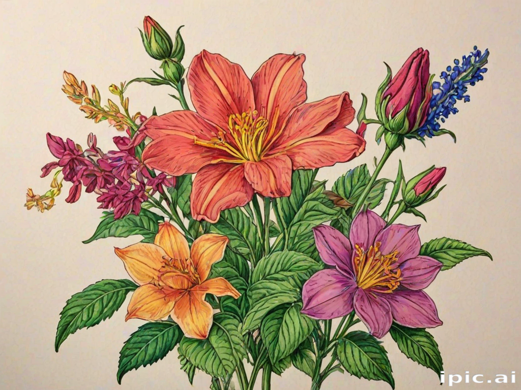 flower drawings color