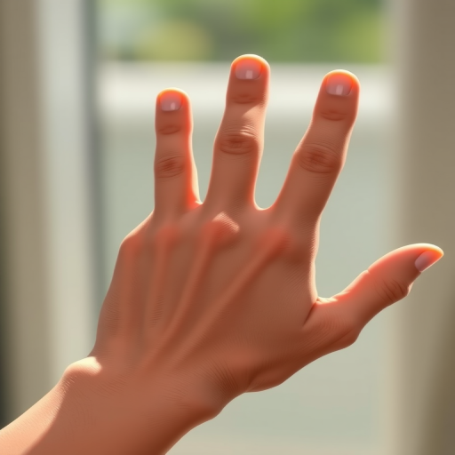 Create an illustration of a human hand gesturing, focusing on realistic skin tones and detailed fingers, captured in natural light with a DSLR camera using a 50mm lens at f/2.8, 1/125s shutter speed, and ISO 100, with a soft focus background.