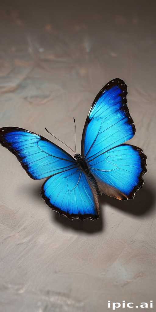 Stunning Blue Butterfly Delicately Resting on a Soft, Neutral Background