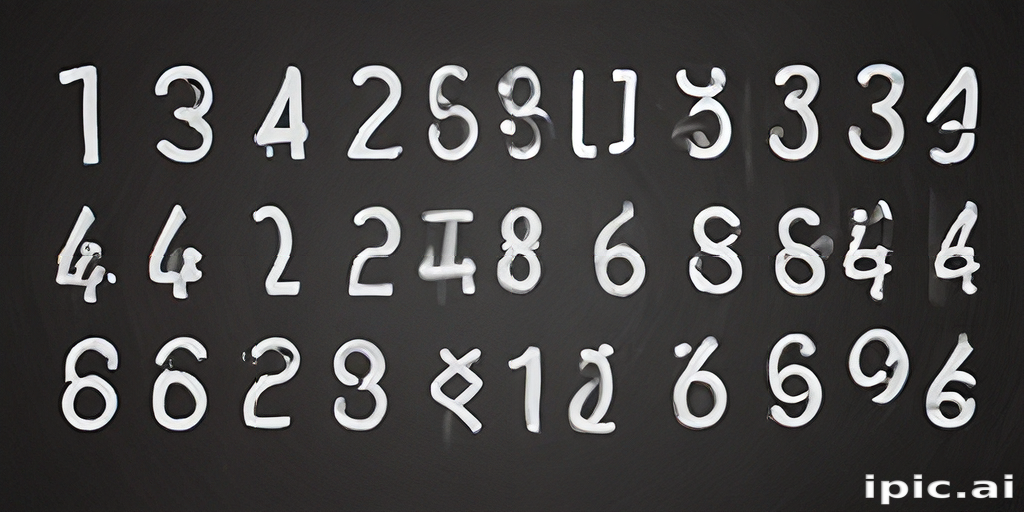 Dark Numbers Artistic Display of White Numbers on a Dark Background Surface
