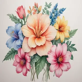 drawings of flowers with color
