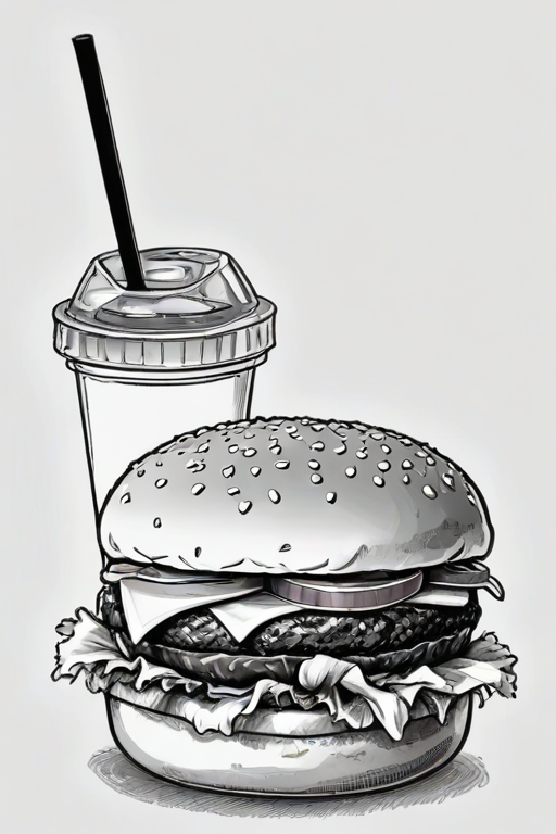 hamburger clipart black and white