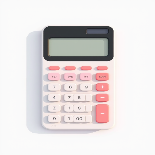 Create a 3D-rendered icon of a calculator with a sleek design and soft shadows, captured in high resolution using a DSLR camera with a 50mm lens at f/1.8, ISO 100, natural lighting, from a slight top-down angle.