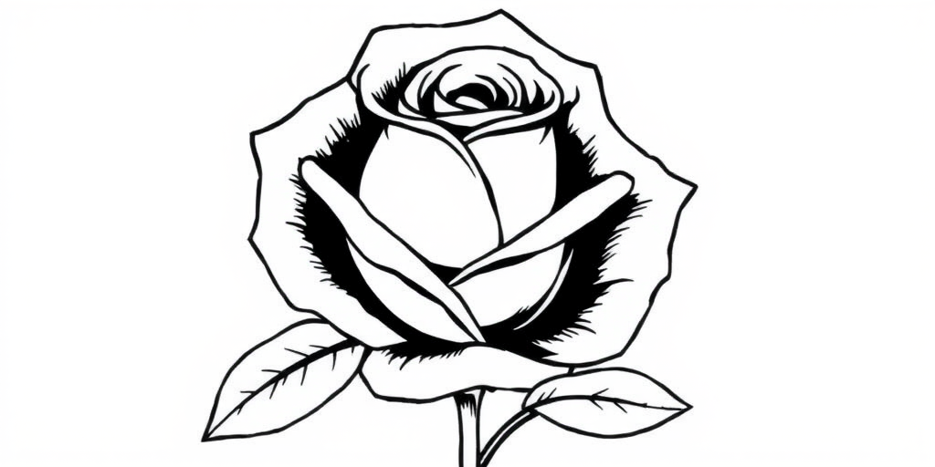 rose clip art black and white