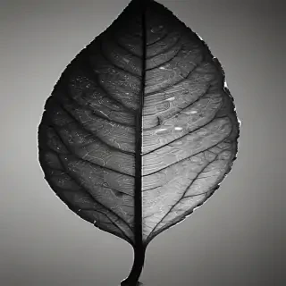 leaf in black and white