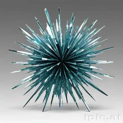 Intricate Glass Sculpture Radiating with Sharp, Reflective Spikes and ...