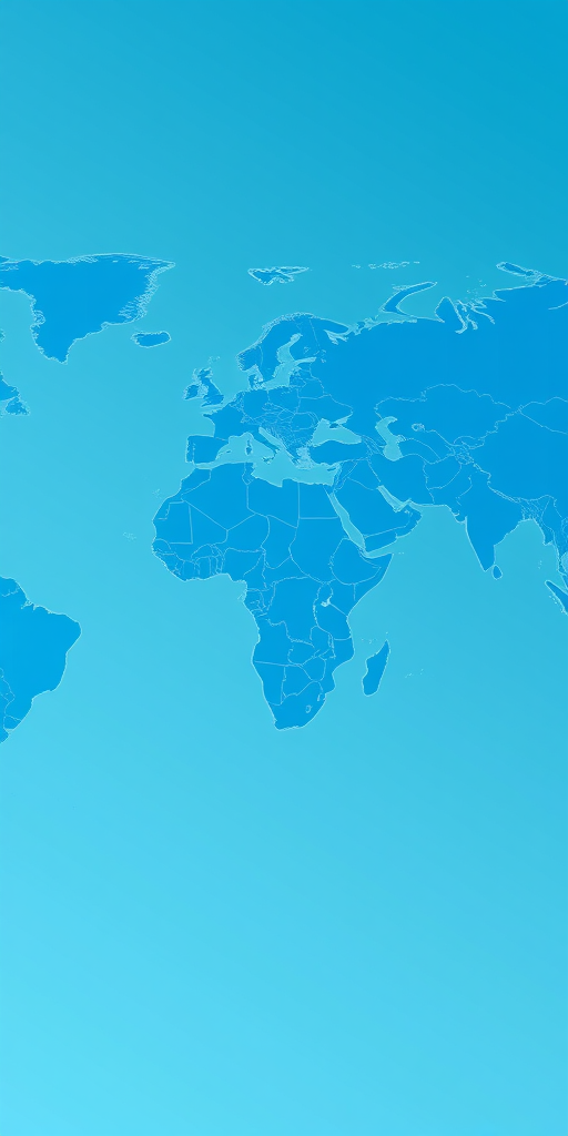 create a high-resolution digital map of the world with a blue color gradient, showing continents with grid lines overlay, shot using a DSLR camera at ISO 100, f/8 aperture, 50mm lens, in landscape orientation for enhanced detail and clarity