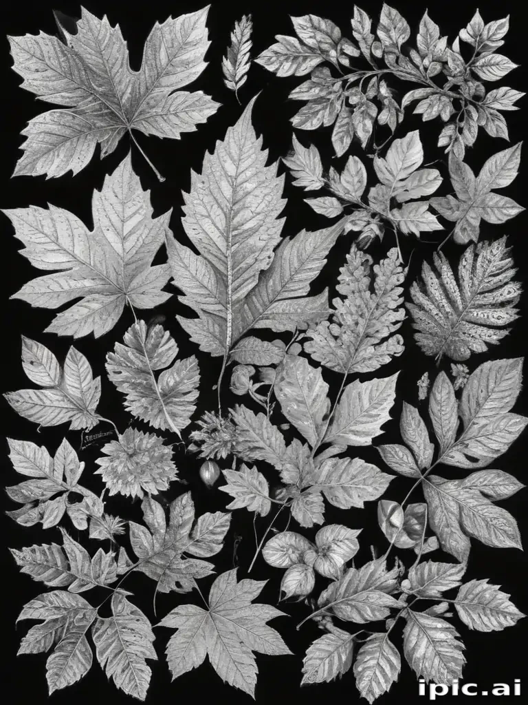 leaves clip art black and white
