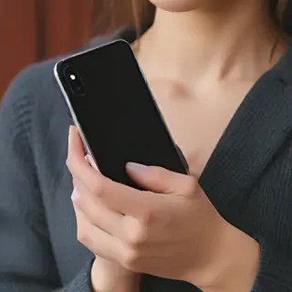 holding phone